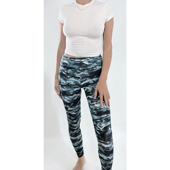 Marika Balance Collection Blue Print Mid Rise Ankle Length Leggings Size Small - Picture 1 of 3